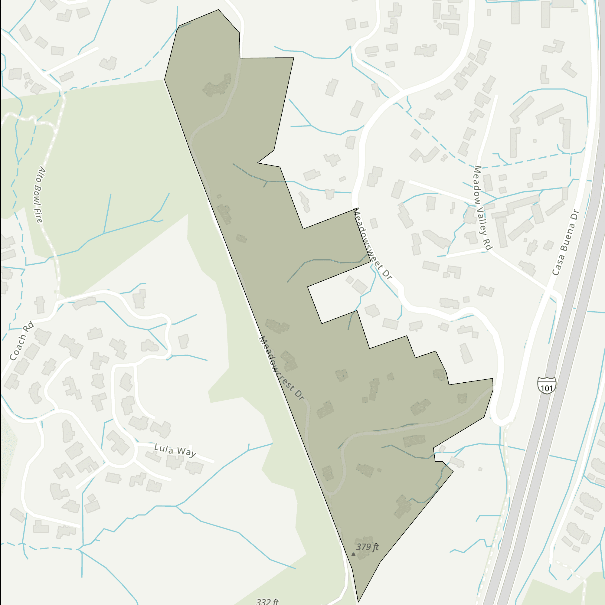 A map with Meadowcrest Ridge highlighted.
