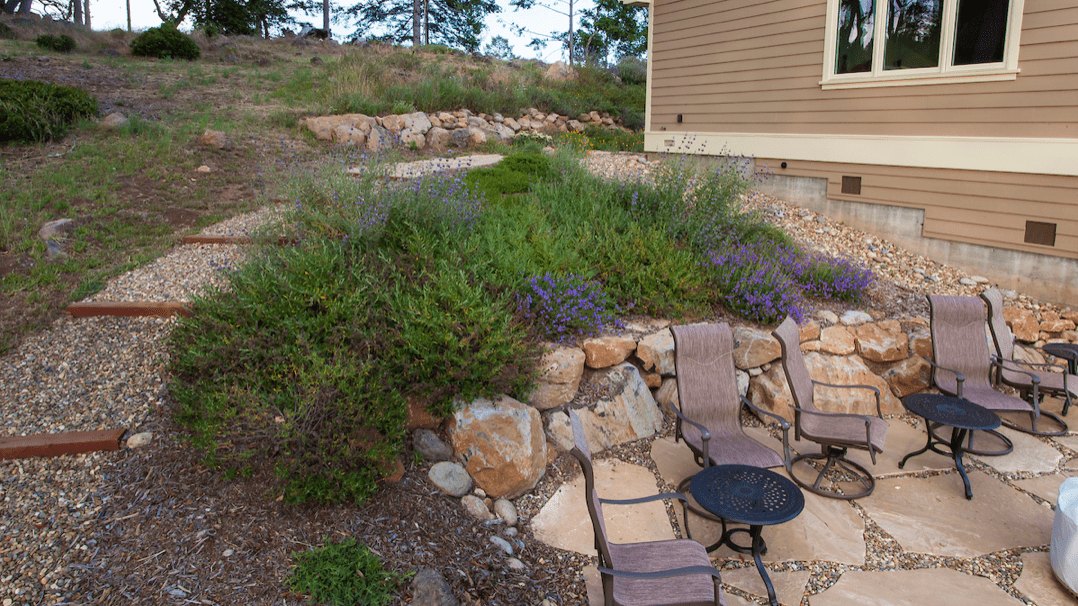 Patio with stone
