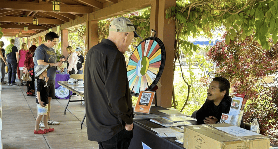 Resident speaking with Community Ambassador
