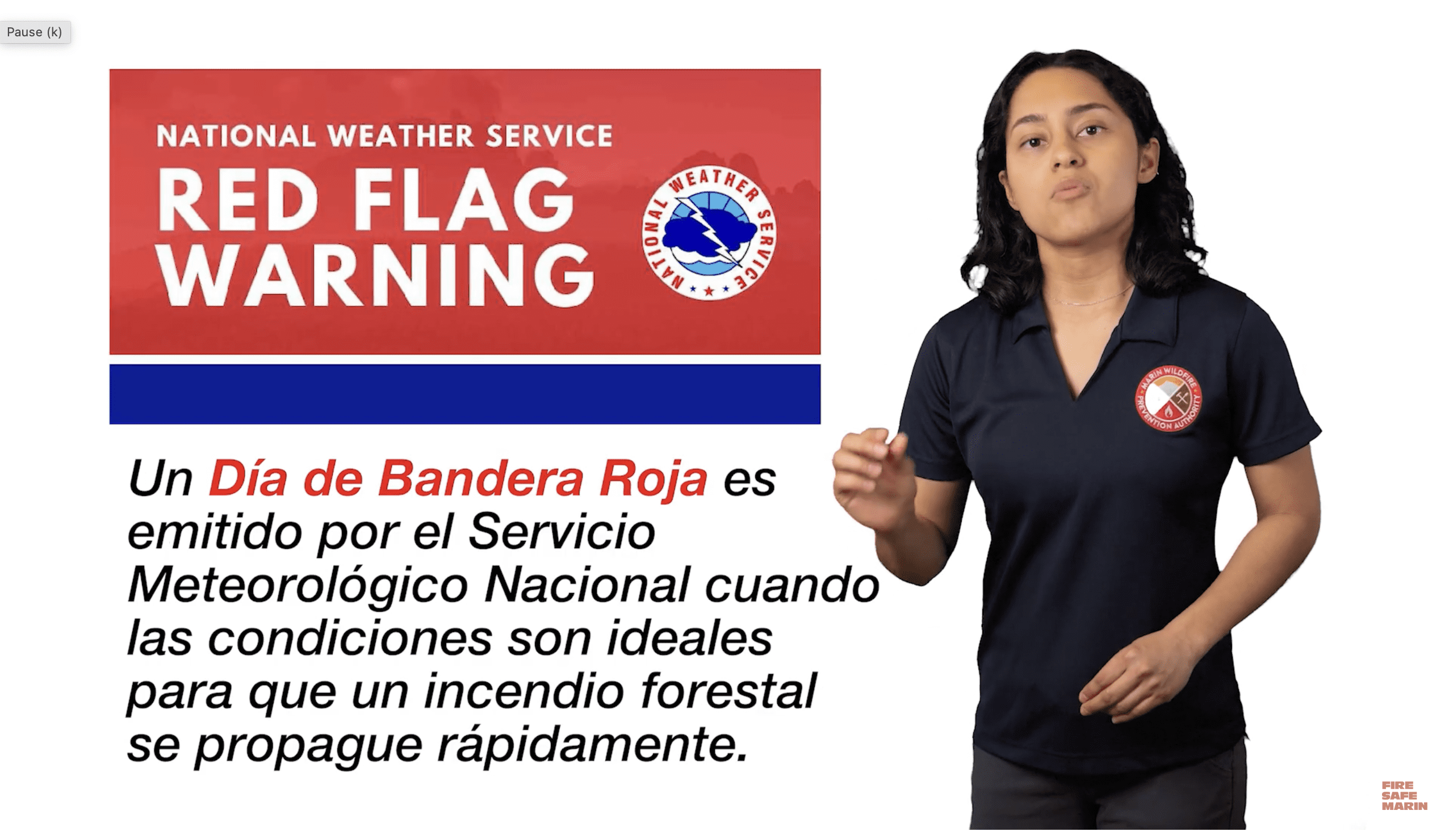 Woman with text "Red Flag Warning"