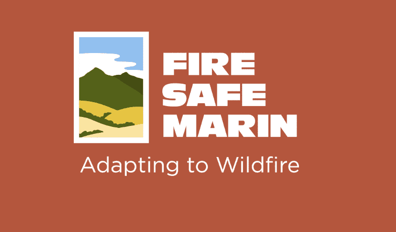 Text "Fire Safe Marin, Adapting to Wildfire"