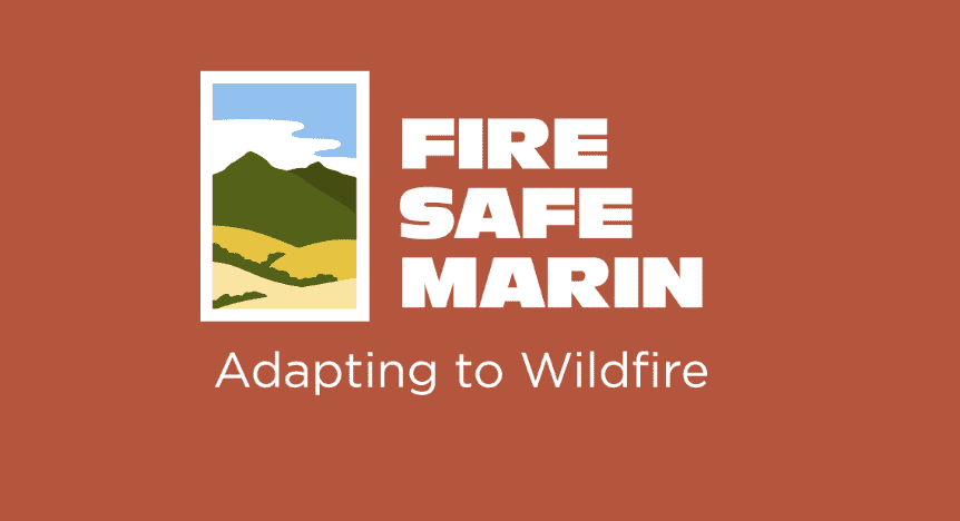 Text "Fire Safe Marin, Adapting to Wildfire"