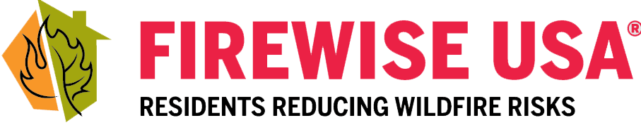 Logo reading "Firewise USA" and underneath, "Residents reducing wildfire risks".