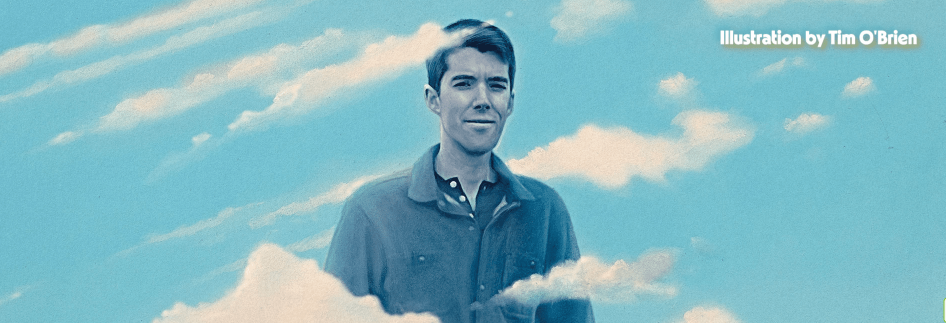 Illustration of a young man surrounded by clouds.