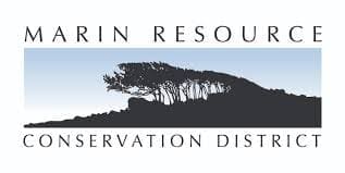 A logo depicting the silhouette of a hill and trees, framed with text reading "Marin resource Conservation District".