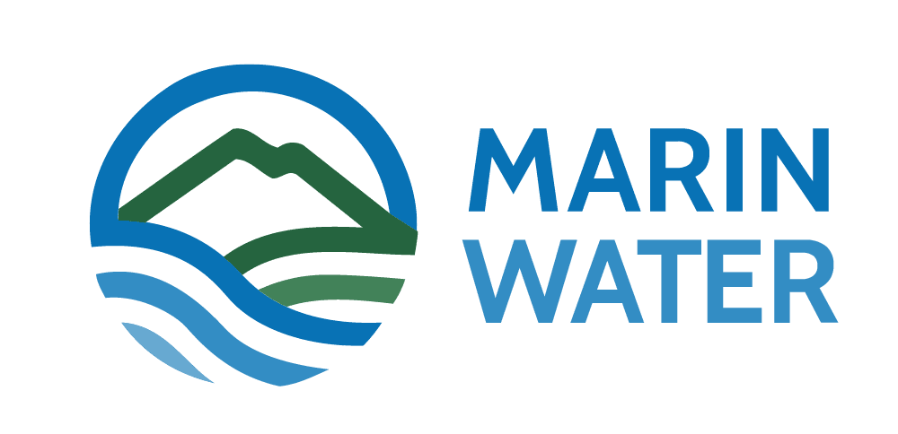 Logo that has a blue and green circle graphic next to text that reads "Marin Water".
