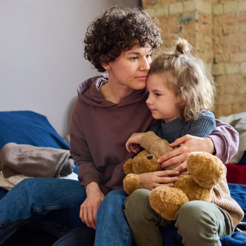 mother and daughter sheltering in place