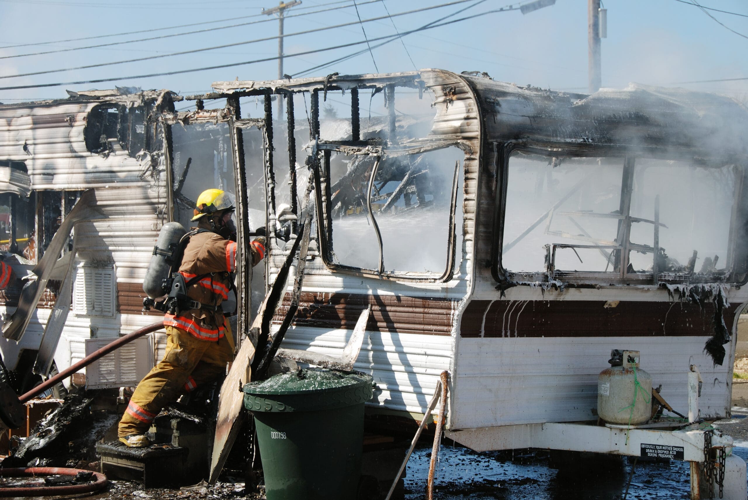 Well,Involved,Fire,In,A,Travel,Trailer,Being,Used,As