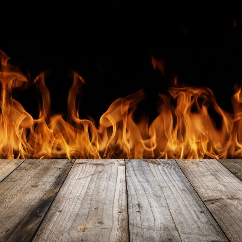 Wood,Top,Divides,1,To,2,Parts,On,Fire,Flames