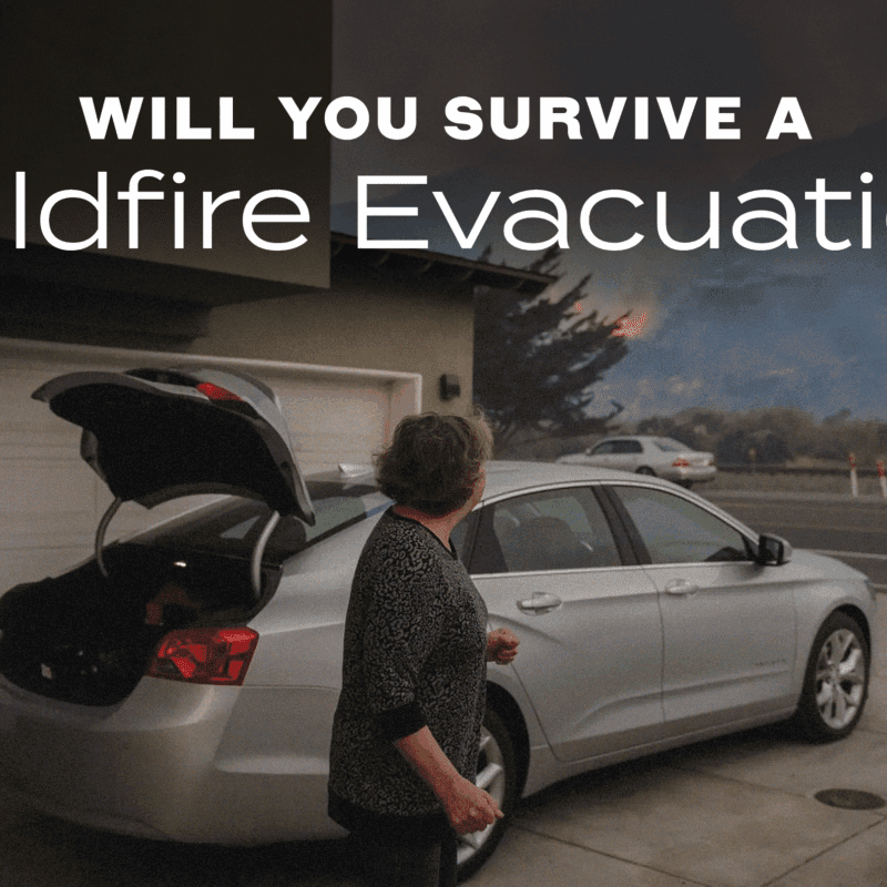 older woman evacuating by car