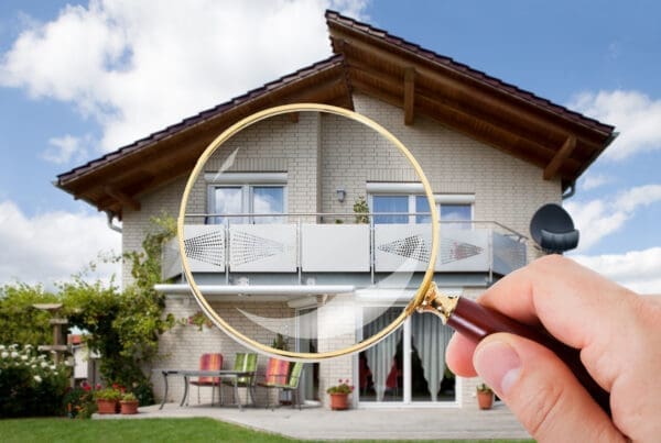 Person,Hand,With,Magnifying,Glass,Over,Luxury,House